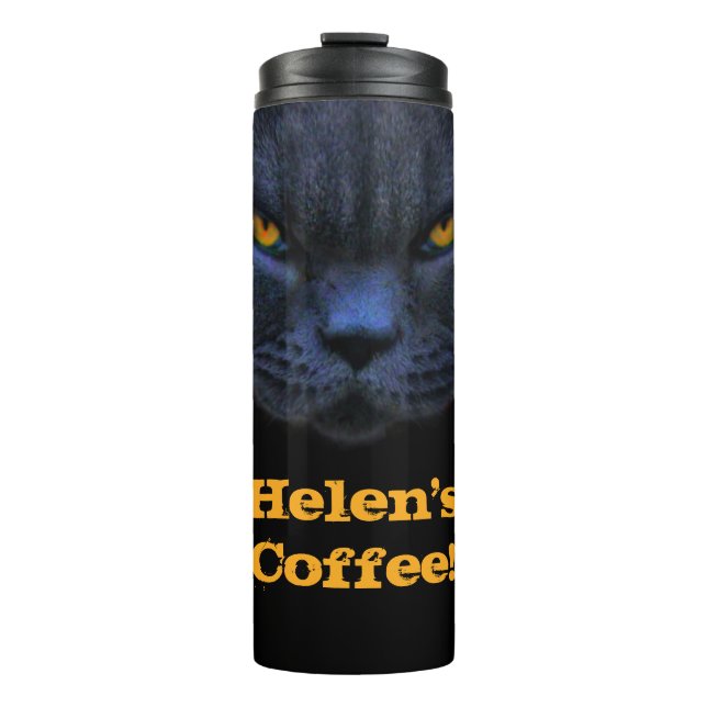 Custom Name Funny Cross Cat Coffee Thermal Tumbler (Front)
