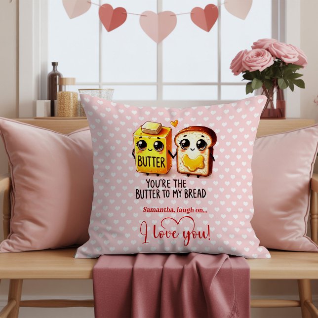 Custom Name Funny Food Valentine Pillow (Custom Name Funny Food Valentine Pillow)