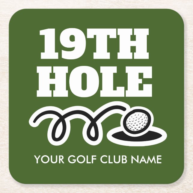 Custom name funny golf club coasters for 19th hole (Front)