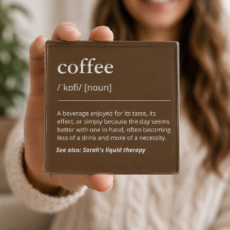 Custom Name Funny Modern Coffee Lover Definition Glass Coaster