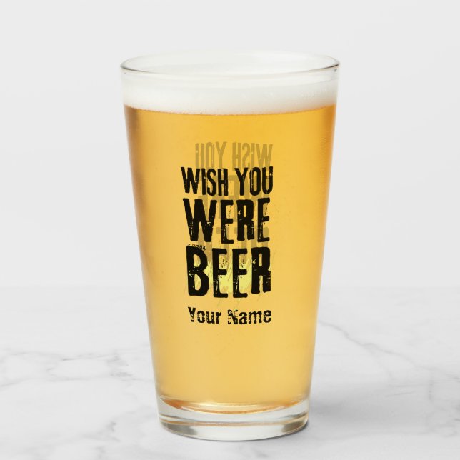 Custom Name Funny Modern Pint Beer  Glass (Front Filled)
