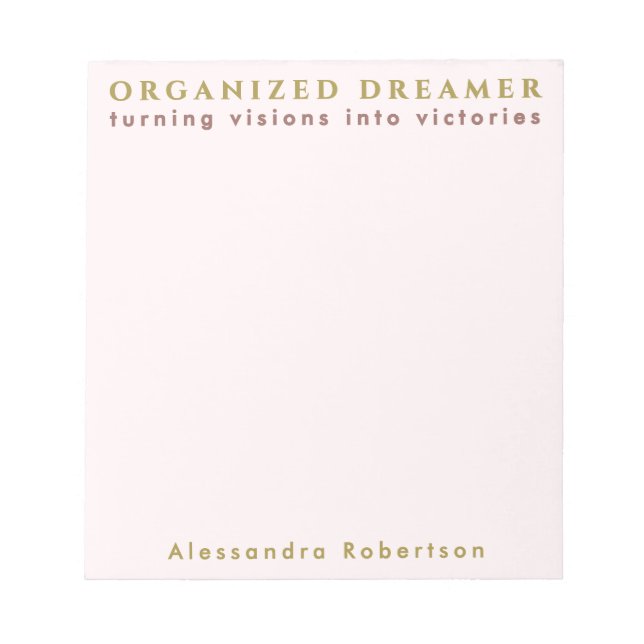 Custom Name Funny Pastel Pink Gold Minimalist  Notepad (Front)