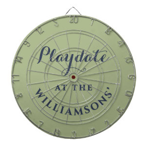 Custom Name Funny Sage Green Navy Playdate Minimal Dartboard