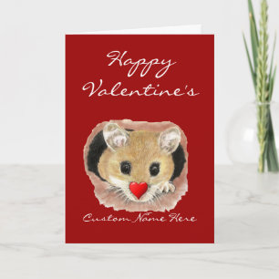 Custom Name Funny Valentine Mouse Holiday Card