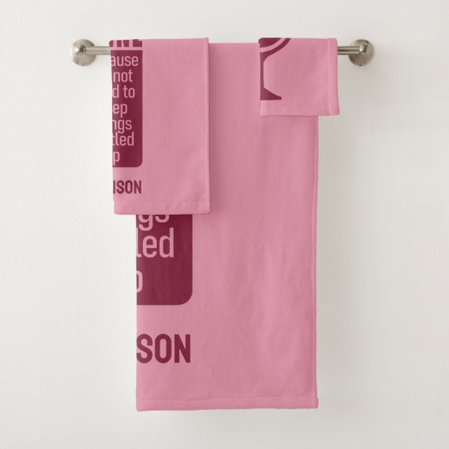Custom name Funny Wine Quote Bath Towel Set (Insitu)
