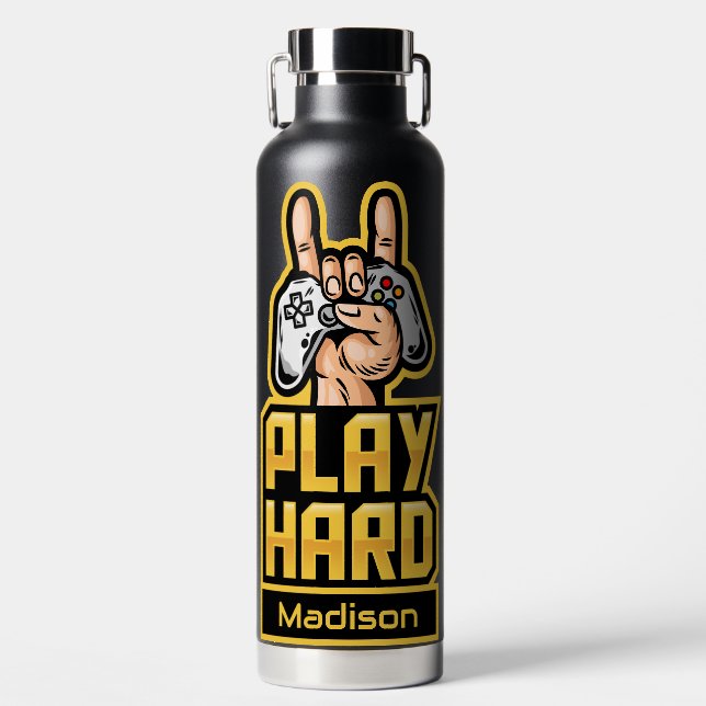 Custom name Gamer Water Bottle (Front)
