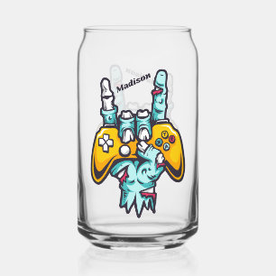 Custom name Gamer Zombie Can Glass