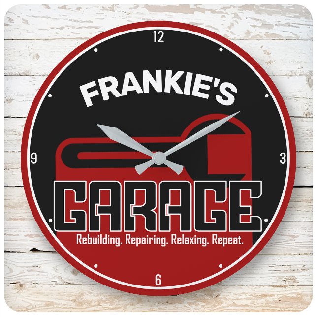 Custom NAME Garage Tools Handyman Car Mechanic Large Clock (Creator Uploaded)