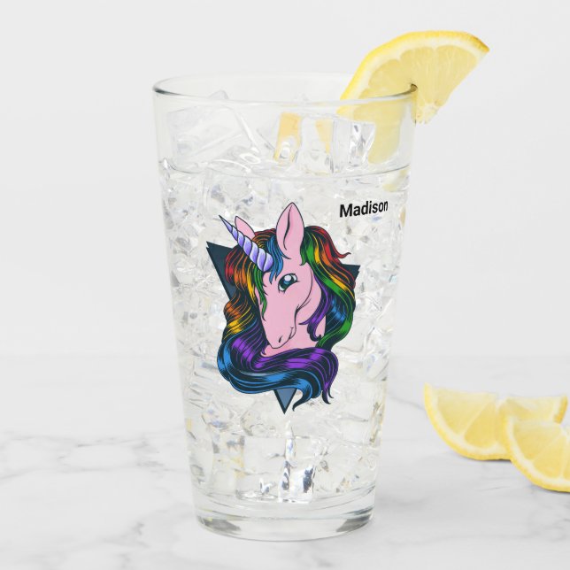 Custom Name Gay Unicorn Glass (Back Ice)