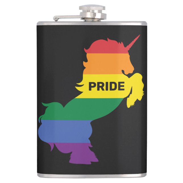 Custom Name Gay Unicorn Hip Flask (Front)