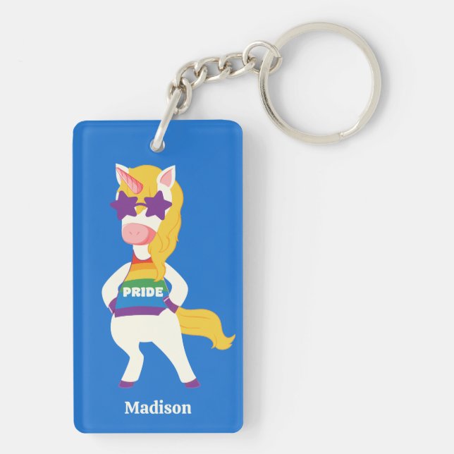 Custom Name Gay Unicorn Key Ring (Back)