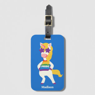 Custom Name Gay Unicorn Luggage Tag