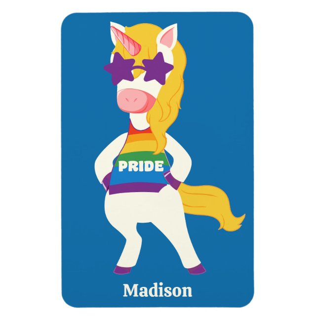 Custom Name Gay Unicorn Magnet (Vertical)