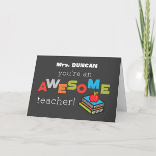 Custom Name General Teacher Appreciation Day Books Card