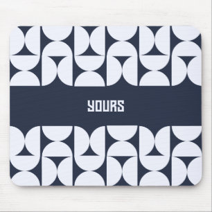 Custom Name Geometric Arch Mouse Pad   Navy