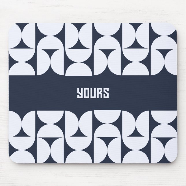 Custom Name Geometric Arch Mouse Pad | Navy (Front)