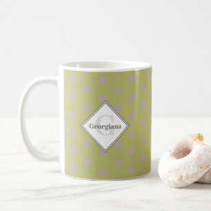 Custom Name Geometric Warm Neutral Polka Dot Stars Coffee Mug
