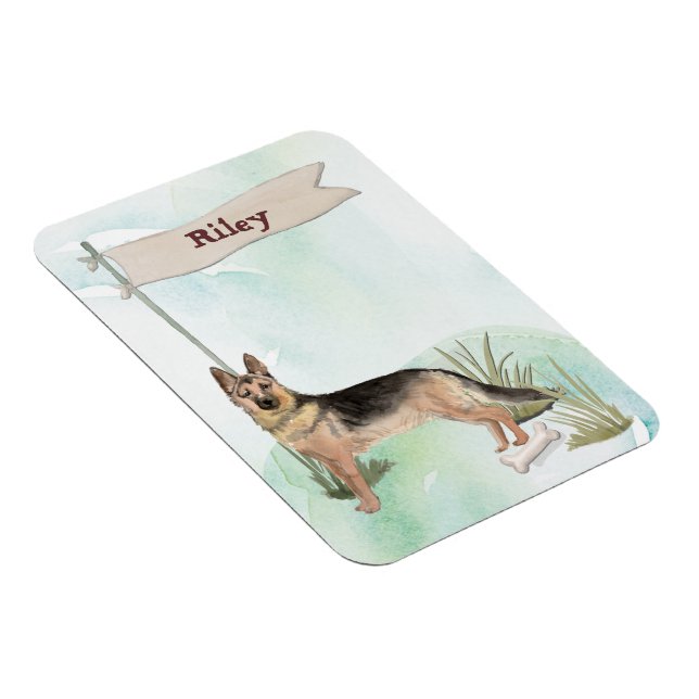 Custom Name German Shepherd Pet Dog Magnet (Right Side)