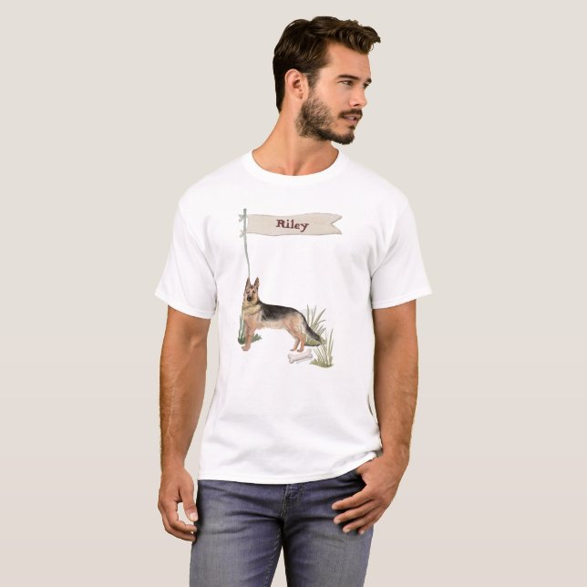 Custom Name German Shepherd Pet Dog T-Shirt (Front Full)