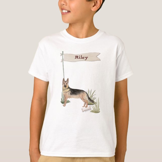 Custom Name German Shepherd Pet Dog T-Shirt (Front)