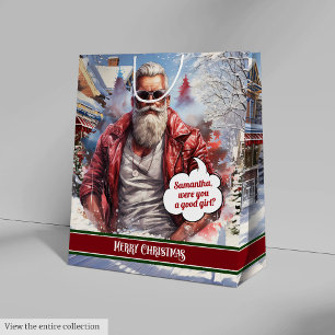 Custom Name Gift Bag Coolest Santa Claus Holiday