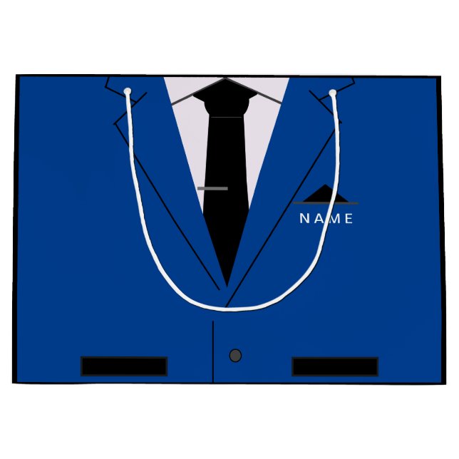 Custom Name Gift Bag with Blue Suit with Necktie (Front)