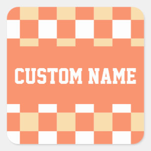 Custom Name Gingham Pattern Square Sticker