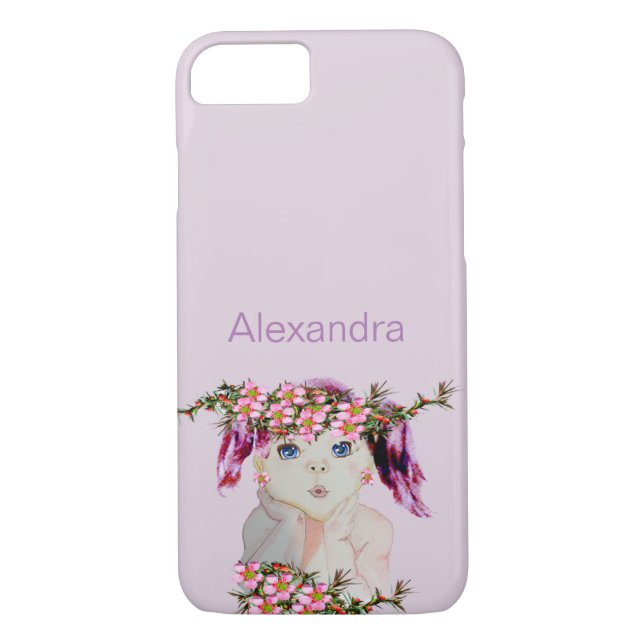 Custom Name Girls Floral Wildflower Purple Cute Case-Mate iPhone Case (Back)