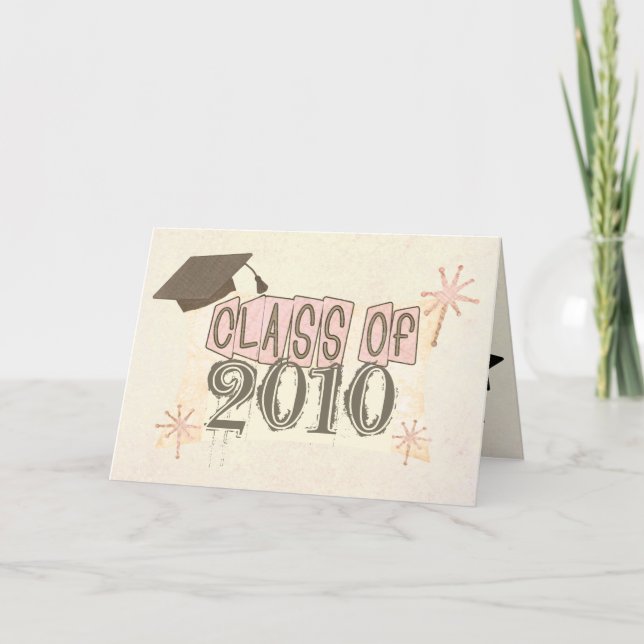 Custom Name Girl's Retro Style Graduation Card (Front)