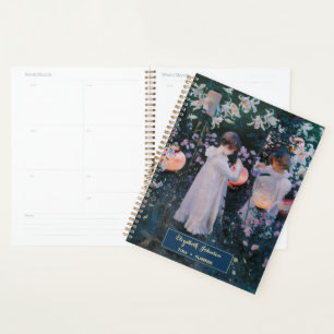 Custom Name Girls Vintage Art Gold Monogram 2025 Planner