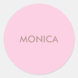 Custom name girly pink classic round sticker