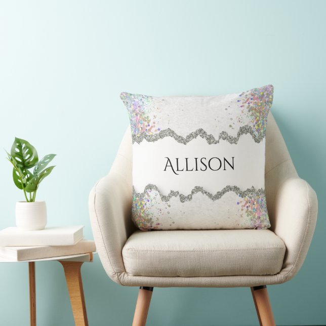 Custom Name Glitter Pillow, Personalised Pillow (Chair)