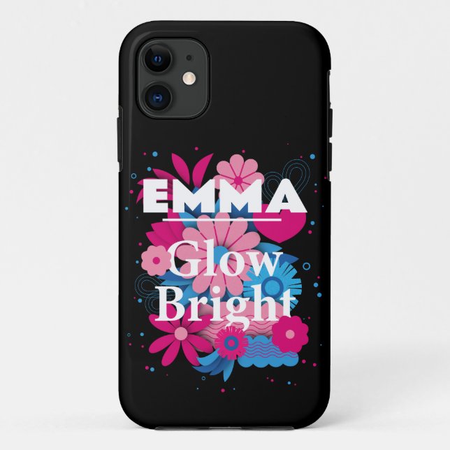 Custom Name Glow Bright Floral Personalised Gift Case-Mate iPhone Case (Back)