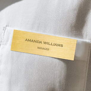 Custom Name Gold Brushed Metal Employee Tag