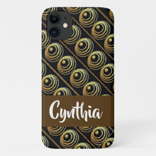 Custom name gold circles iPhone 11 case