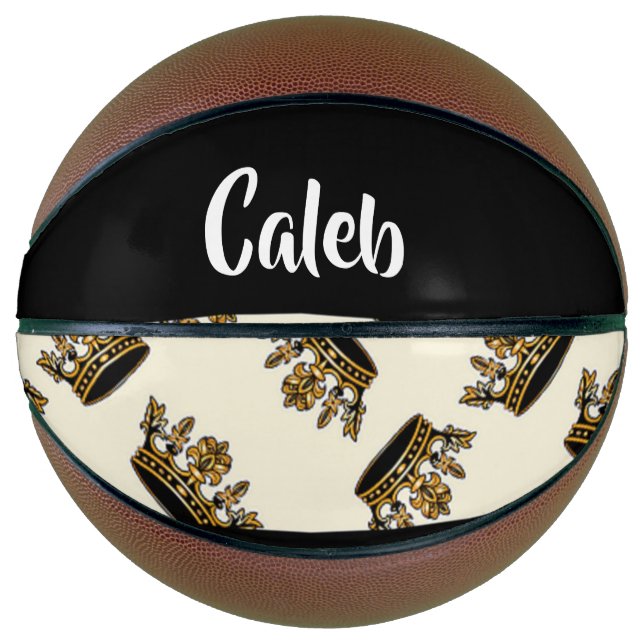 Custom name gold crown pattern basketball (Front)