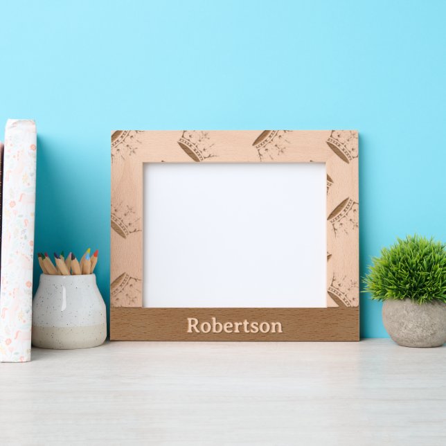 Custom name gold crown pattern etched frames (Front)