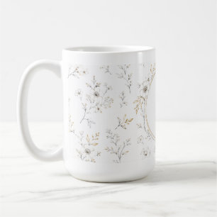 Custom Name Gold Floral Monogram Birthday Mug
