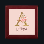 Custom Name Gold Foil Blush Pink Roses Letter A Gift Box<br><div class="desc">Custom Name Gold Foil Blush Pink Roses Letter A design features a stylish floral monogram with elegant shimmer—perfect for feminine themes,  romantic occasions,  and personalised name customisation. Click 'Personalise' to customise with your name or a loved one’s.</div>