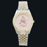 Custom Name Gold Foil Blush Pink Roses Letter A Watch<br><div class="desc">Custom Name Gold Foil Blush Pink Roses Letter A design features a stylish floral monogram with elegant shimmer—perfect for feminine themes,  romantic occasions,  and personalised name customisation. Click 'Personalise' to customise with your name or a loved one’s.</div>