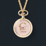 Custom Name Gold Foil Blush Pink Roses Letter C Watch<br><div class="desc">Custom Name Gold Foil Blush Pink Roses Letter C design highlights a graceful floral monogram with soft golden accents—perfect for chic personalisation,  romantic aesthetics,  and meaningful name customisation. Click 'Personalise' to add your name or a loved one’s.</div>