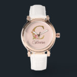 Custom Name Gold Foil Blush Pink Roses Letter C Watch<br><div class="desc">Custom Name Gold Foil Blush Pink Roses Letter C design highlights a graceful floral monogram with soft golden accents—perfect for chic personalisation,  romantic aesthetics,  and meaningful name customisation. Click 'Personalise' to add your name or a loved one’s.</div>