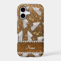 Custom name gold glitter angel wings