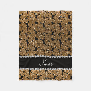Custom name gold glitter cheerleading fleece blanket