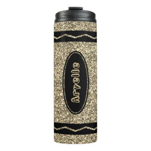 Custom Name Gold Glitter Crayon Thermal Tumbler