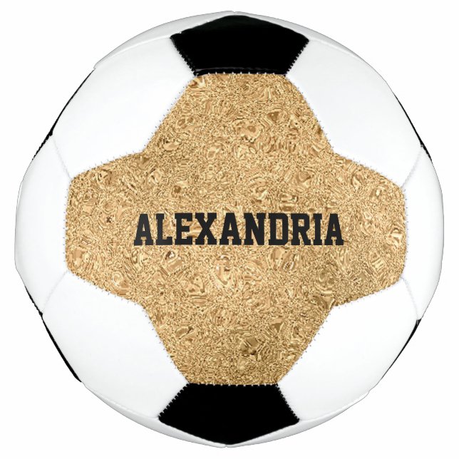 Custom Name Gold Glitter Foil Sparkle Football (Front)
