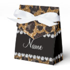 Custom name gold glitter leopard print