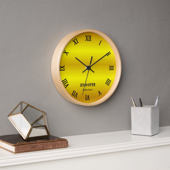 Custom name gold gradient clock (Office)