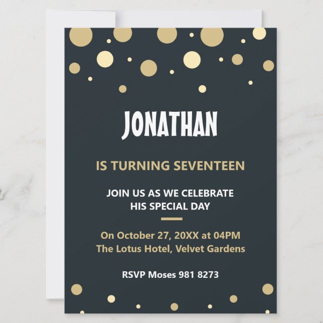 Custom Name Gold Modern 50th birthday Invitation (Front)