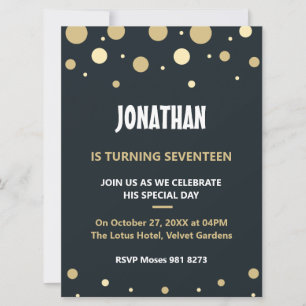 Custom Name Gold Modern 50th birthday Invitation